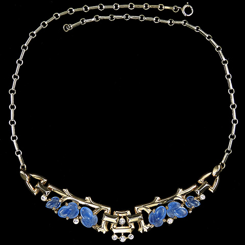 Trifari 'Alfred Philippe' 'Fragonard' Gold and Blue Moonstone Fruit Salads Choker Necklace