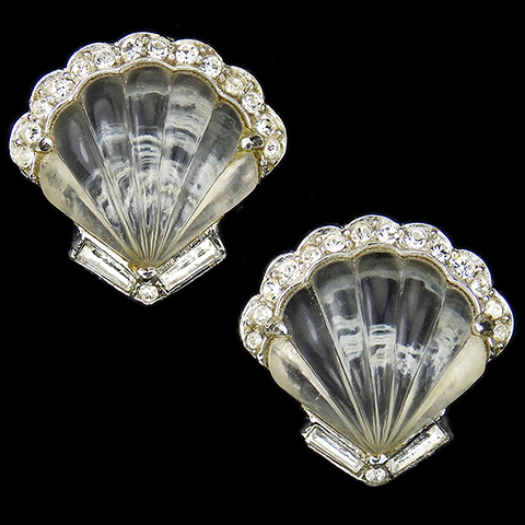 Trifari 'Alfred Philippe' Jelly Belly 'Moonshell' Seashell Clip Earrings