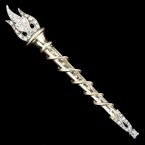 Trifari Sterling 'Alfred Philippe' Gold and Pave Flaming Torch Pin