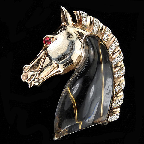 Trifari Sterling 'Alfred Philippe' Jelly Belly Horse Head Pin Clip