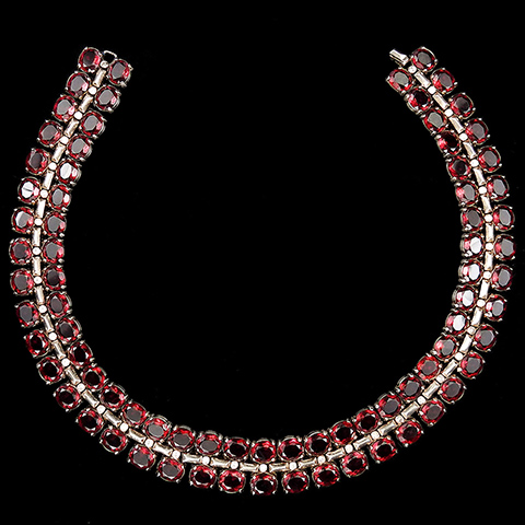 Trifari Sterling 'Alfred Philippe' Gold and Ruby Choker Necklace