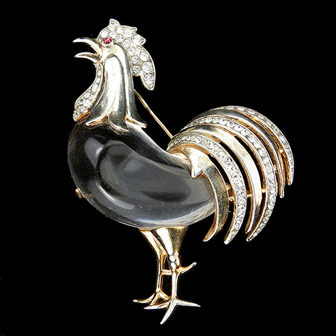 Trifari Sterling 'Alfred Philippe' 'Chanticleer' Jelly Belly Rooster Bird Pin