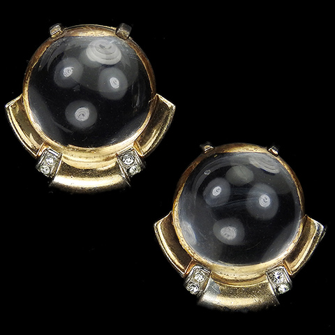 Trifari Sterling 'Alfred Philippe' Jelly Belly Globe Clip Earrings