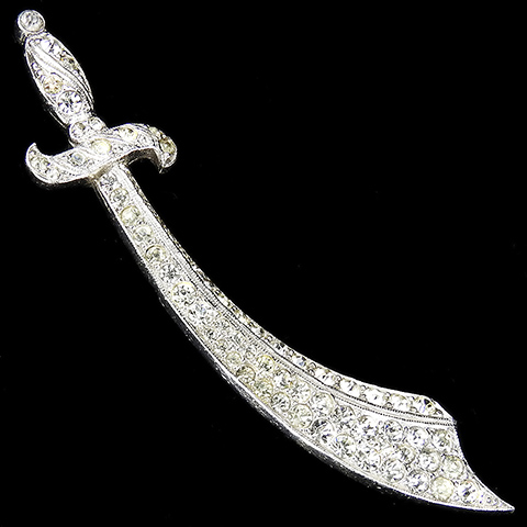 Trifari 'Alfred Philippe' Pave Scimitar Cutlass Sword Pin