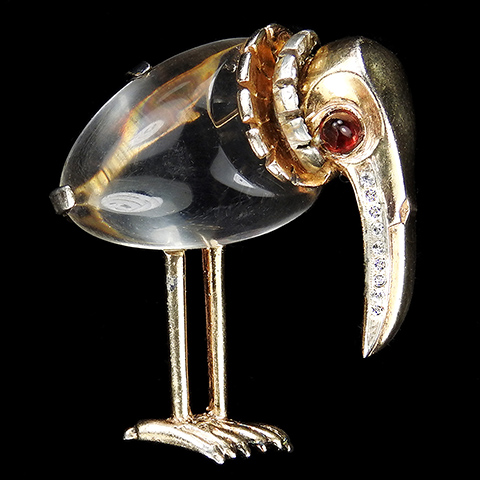 Trifari Sterling 'Alfred Philippe' Jelly Belly Kiwi Bird Pin