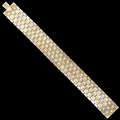 Trifari 'Alfred Philippe' Golden Honeycomb with Spangles Narrower Tesselated Bracelet