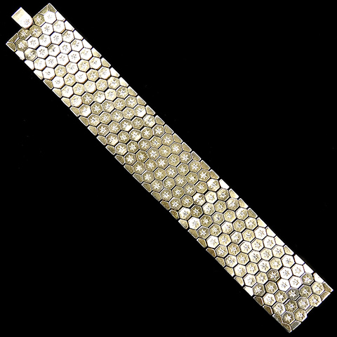 Trifari 'Alfred Philippe' Golden Honeycomb with Spangles Wide Tesselated Bracelet