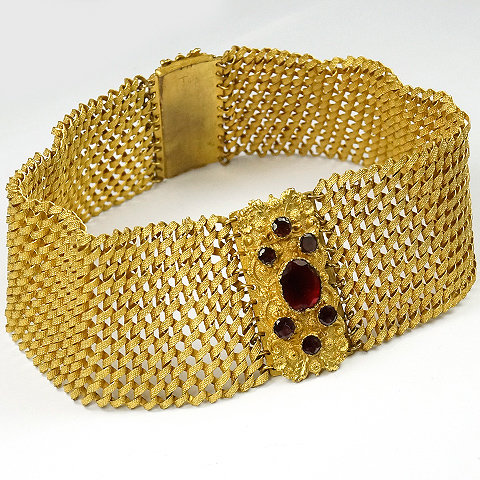 Georgian Pinchbeck Pair of Garnet Bracelets or Choker Necklace