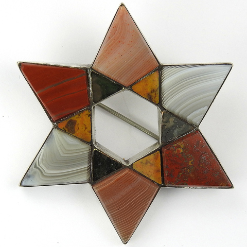 Victorian Scottish Agate Six Pointed Star Pin